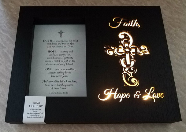 Faith, Hope & Love lighted tabletop box