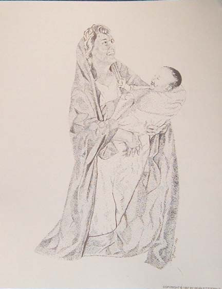 PRINT   Laughing Mary And Baby