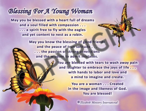Blessing For A Young Woman - Prayer Card