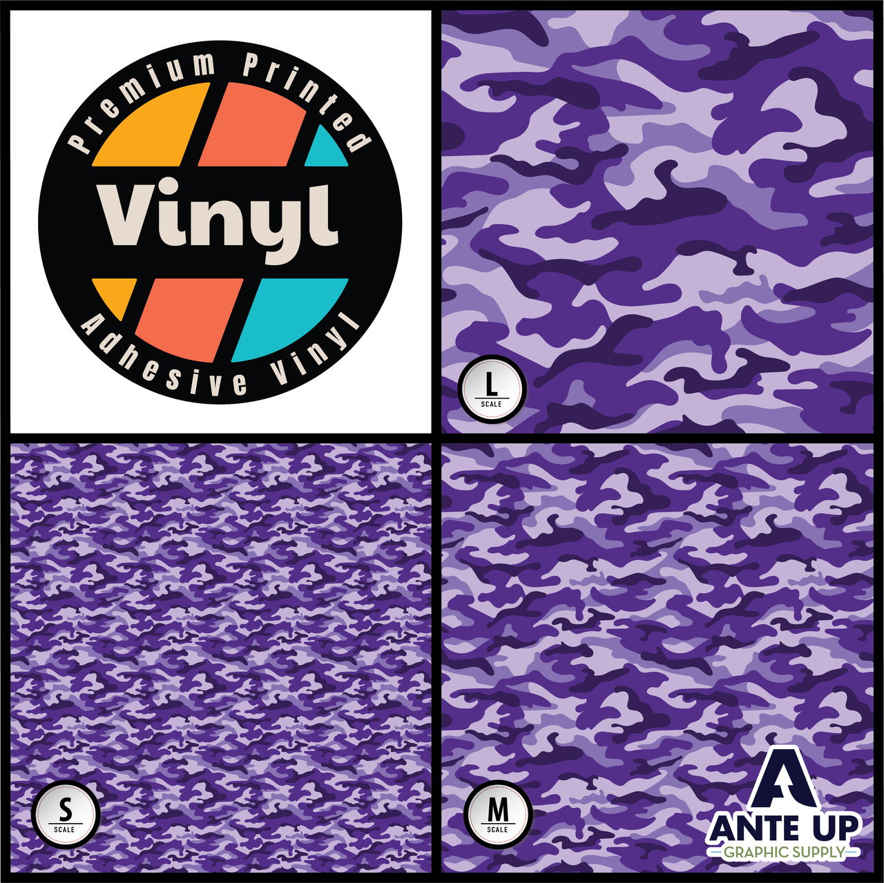 Printed Pattern - Camouflage Purple - Adhesive Vinyl