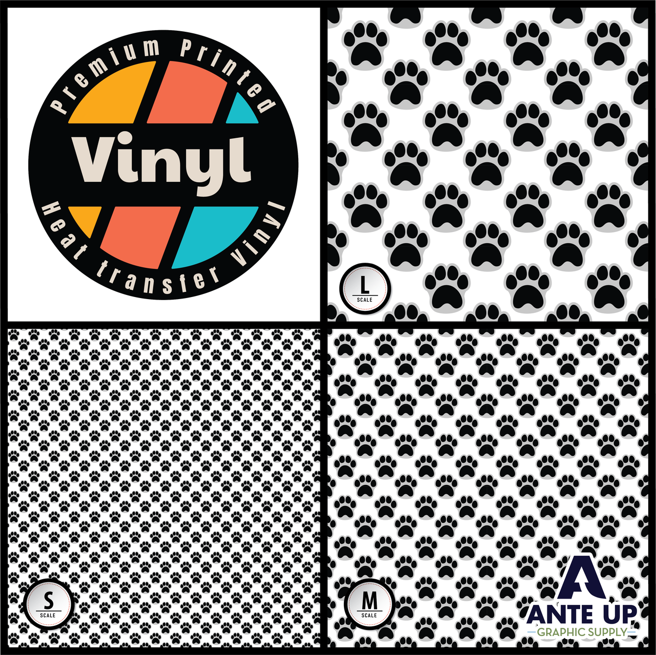 Printed Pattern - Paw Prints - Heat Transfer Vinyl