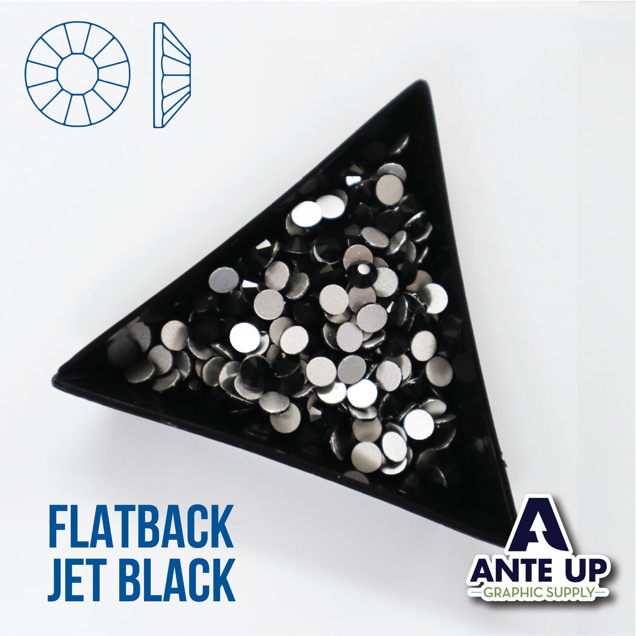 Jet Black - Glass Flatback - Rhinestones - Ante Up Graphic Supply