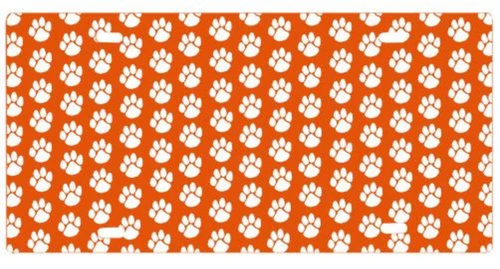 Paws Orange and White LICENSE PLATE