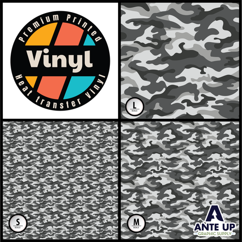 Printed Pattern - Camo Gray - 12" x 12" - Heat Transfer Vinyl