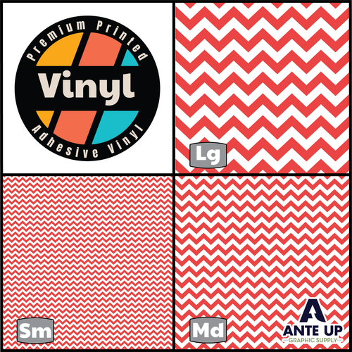Printed Pattern - Chevron Red - Permanent Adhesive Vinyl