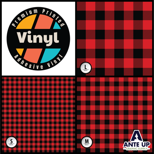 Printed Pattern - Buffalo Plaid Red - Adhesive Vinyl