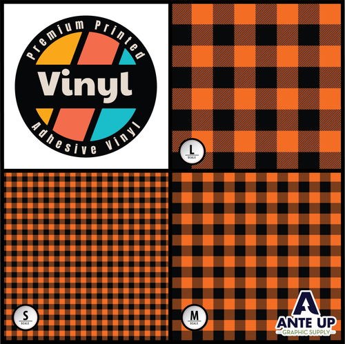 Printed Pattern - Buffalo Orange - Adhesive Vinyl