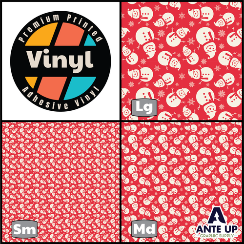 Printed Pattern - Snowmen Red - Adhesive Vinyl