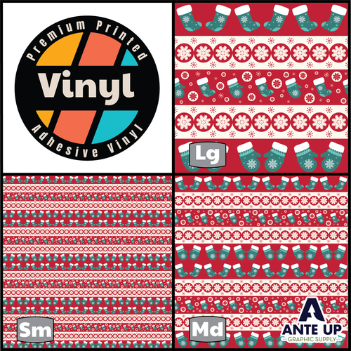 Printed Pattern - Christmas Stocking - Adhesive Vinyl