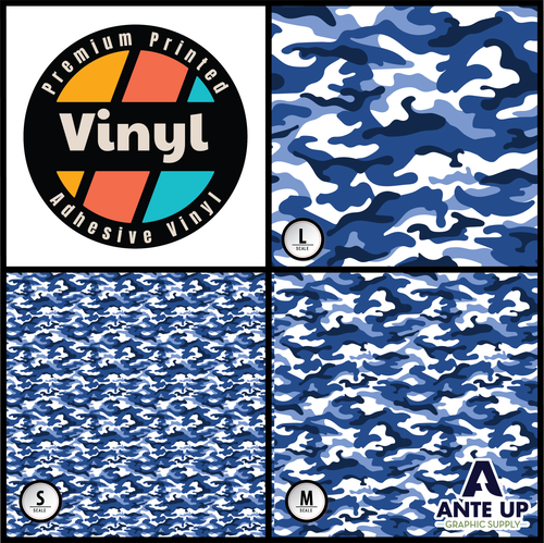 Printed Pattern - Camo Blue #2 - Permanent Adhesive Vinyl