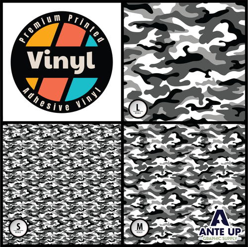 Printed Pattern - Camo Gray #2 - Adhesive Vinyl