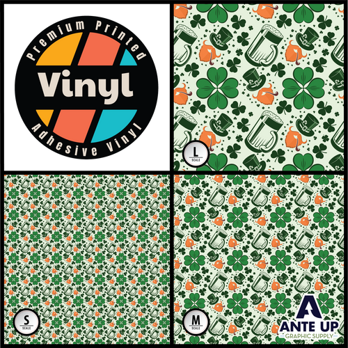 Printed Pattern - Beer Beard clovers - Adhesive Vinyl