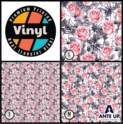 Printed Pattern - Roses Spiders - Heat Transfer Vinyl