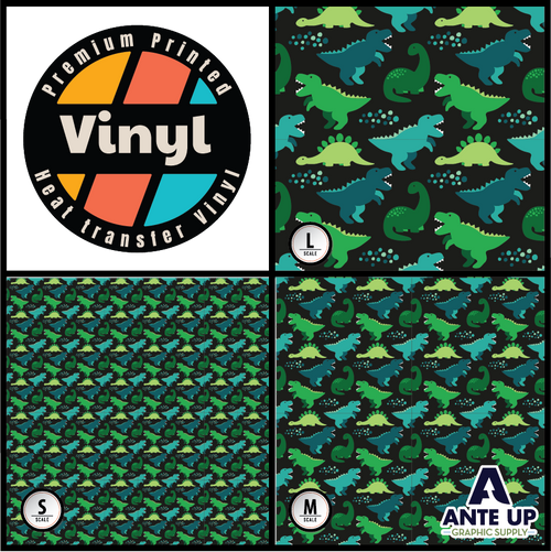  Printed Pattern - Green Dino  - Heat Transfer Vinyl