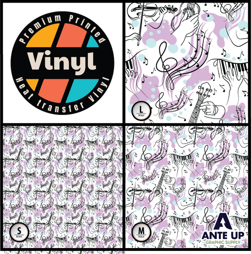 Printed Pattern -Hands With Instruments - Heat Transfer Vinyl