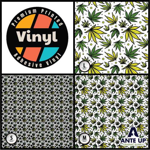 Printed Pattern -  Green Leaf - Adhesive Vinyl