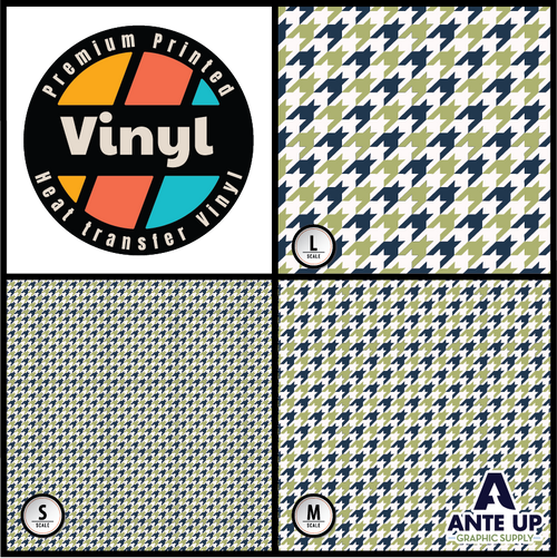 Printed Pattern - Houndstooth Navy & Green  - Heat Transfer Vinyl