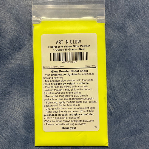 Fluorescent Yellow - Glow Powder - 1 ounce / 30 grams - Art 'N Glow