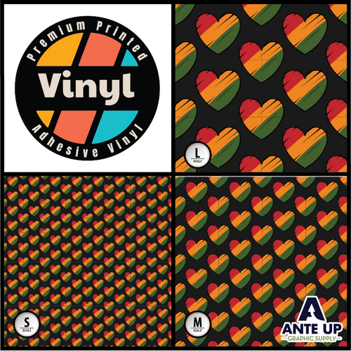 Printed Pattern - Juneteenth Heart  - Adhesive Vinyl