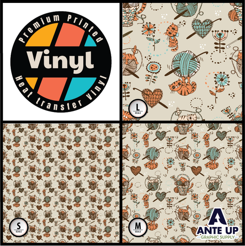 Printed Pattern - Cats & Yarn - Heat Transfer Vinyl
