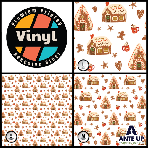 Printed Pattern - Ginger Bread House   - Adhesive Vinyl