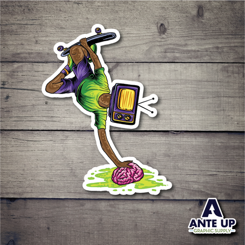 Melanin Skateboard Kid TV Brain   - 3" - die cut sticker