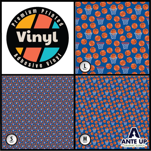 Printed Pattern - Basketball & Hoops  - Adhesive Vinyl