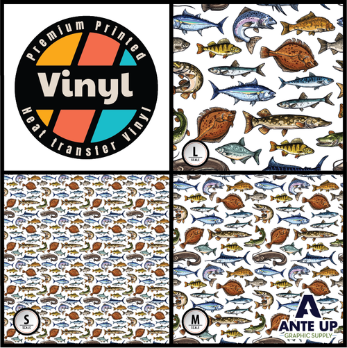  Printed Pattern - Ocean Fish Mix - Heat Transfer Vinyl