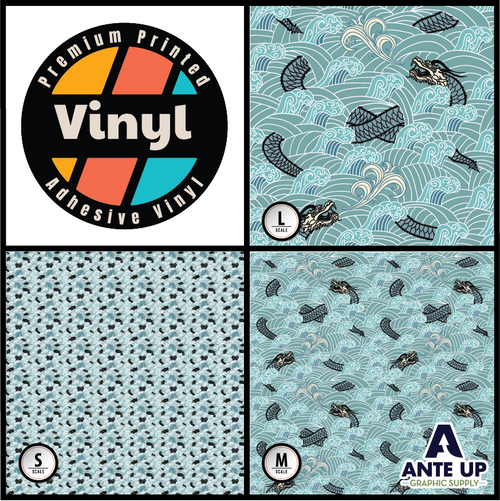 Printed Pattern - Dragon of the Sea -  Adhesive Vinyl