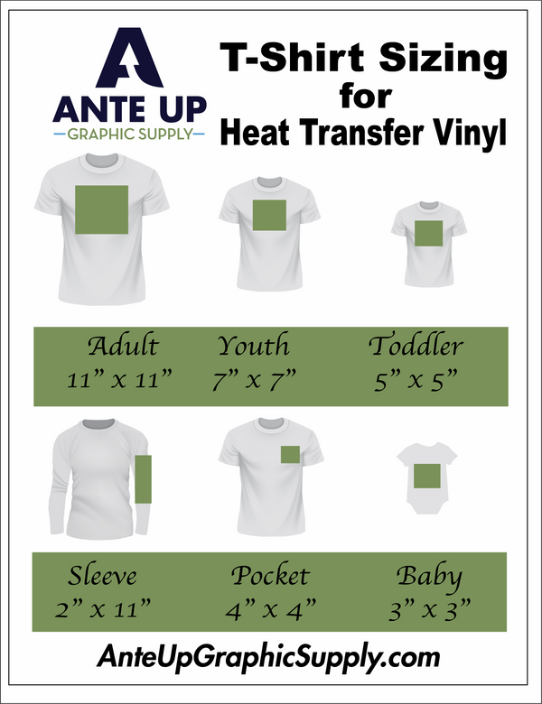 T-Shirt Design Size and Placement Chart - Ante Up Graphic Supply
