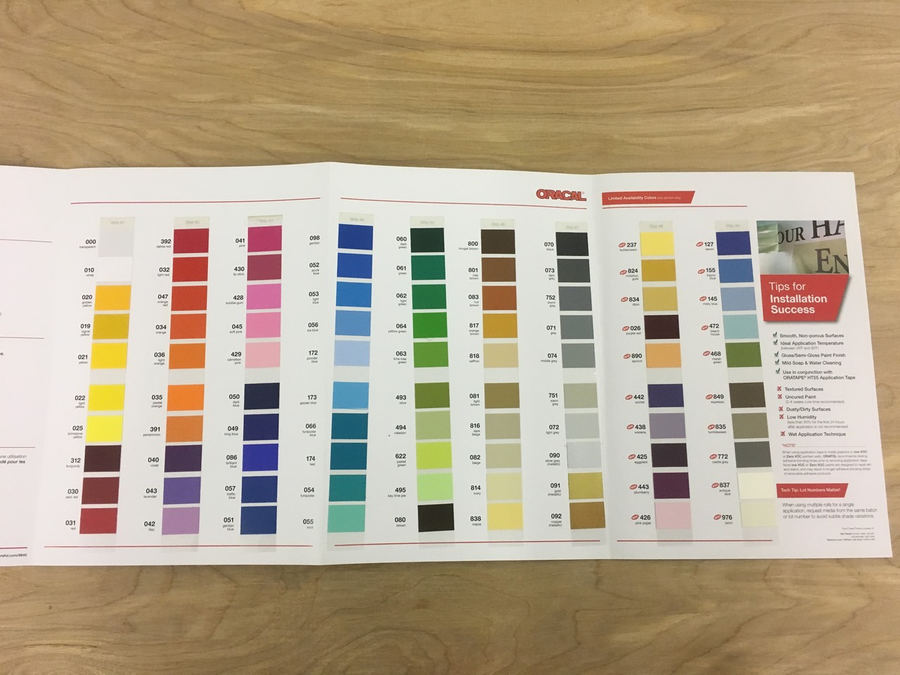 Oracal 631 Vinyl Color Chart