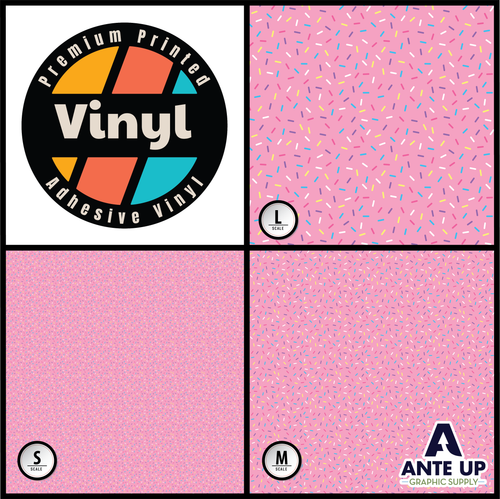 12x12 Permanent Patterned Vinyl - Sprinkles-Pink