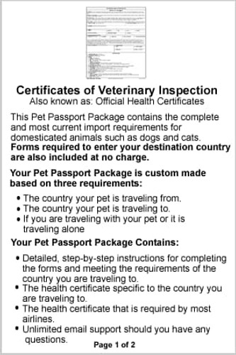 Nicaragua Pet Passport - Page 1