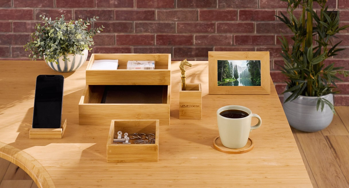 Bamboo Desk Organizer Set by UPLIFT Desk | Human Solution