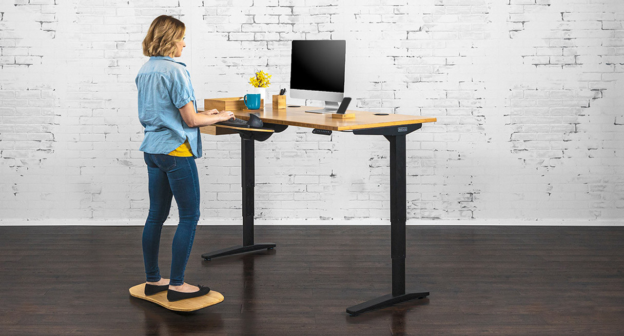 60" x 30" Bamboo UPLIFT Standing Desk with matching bamboo Rocker-X Board, keyboard tray, & organizer set 60" x 30" Bamboo UPLIFT Standing Desk with matching bamboo Rocker-X Board, keyboard tray, & organizer set