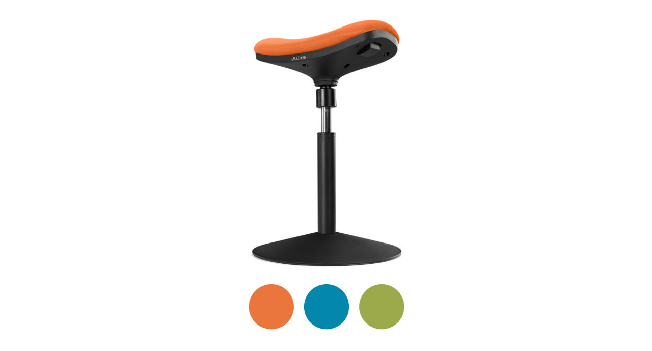 You'll have a colorful side seat to your usual office chair in the Crescent Saddle Stool You'll have a colorful side seat to your usual office chair in the Crescent Saddle Stool