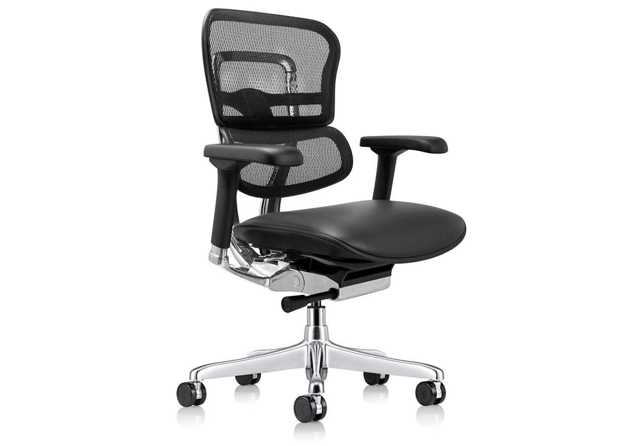 The Raynor Ergohuman Chair's pneumatic height adjustments raise and lower the chair to your ideal sitting height The Raynor Ergohuman Chair's pneumatic height adjustments raise and lower the chair to your ideal sitting height