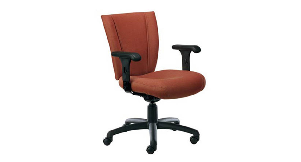 Brown Industrial Swivel Office Chair Leather Upholstered Task Chair  Adjustable Height