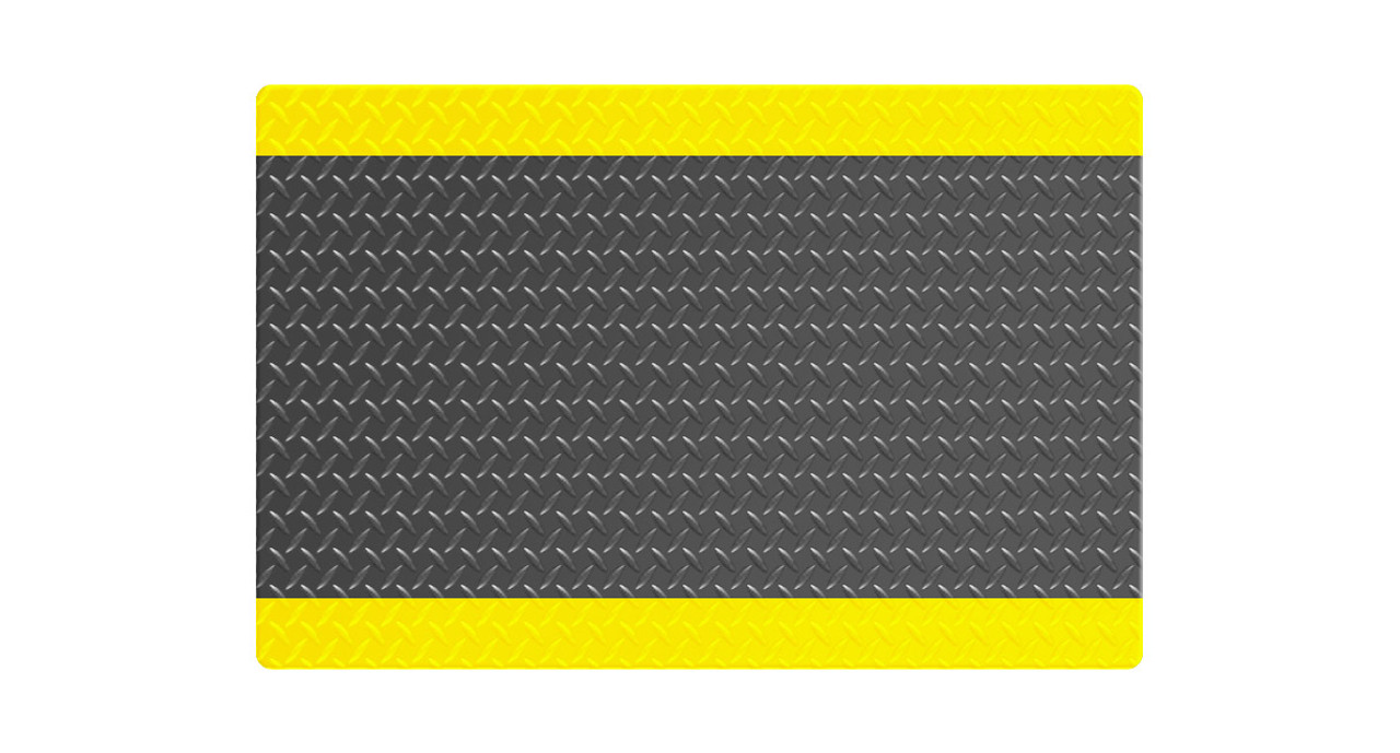Rhino Anti-Fatigue Mats Diamond Plate Anti-Fatigue Black/Yellow 3 ft. x 2 ft. x 9/16 in. Commercial Mat, Black Yellow