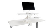 The Front Clamp Standing Desk Converter comes in both black and white options