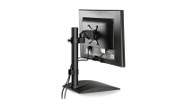 Pivot and tilt capability located on the height adjustable monitor stand allows for more monitor adjustability