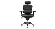 The Raynor Ergohuman Leather Chair with Headrest is available with a padded black leather seat, seat back, and headrest