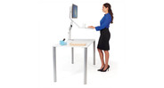 Intuitive counterbalanced mechanism gives you 20" of height adjustment and 5.5" of vertical monitor positioning