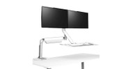 Create your standing desk complete with double monitors, keyboard, and mouse platform that raise and lower together