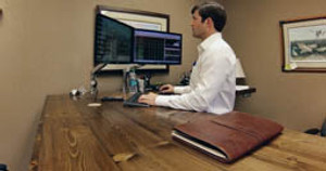 Custom Desk Spotlight - UPLIFT 950 L-Shaped Standing Desk in Pine!