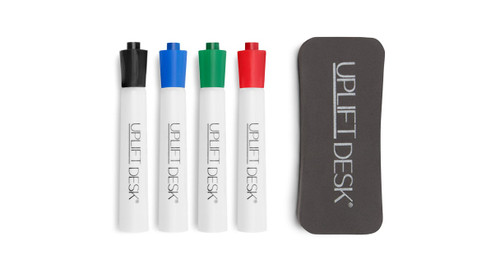 Whiteboard Desk Markers and Eraser by UPLIFT Desk are designed to let you write and erase on your Whiteboard Desk. Whiteboard Desk Markers and Eraser by UPLIFT Desk are designed to let you write and erase on your Whiteboard Desk.
