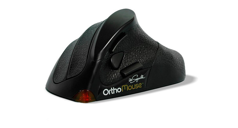 The Orthovia OrthoMouse Wireless Ergonomic Mouse comes with mix-and-match adapters that enable users to change size of the mouse 