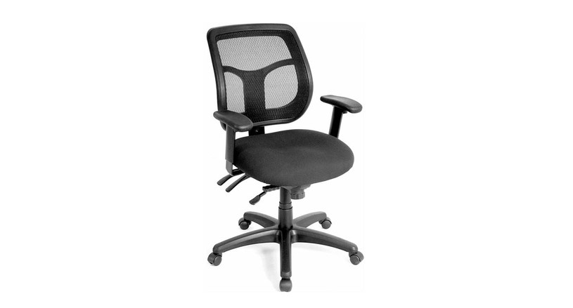 Synchro-tilt angles the back and seat tilt together in a preset ratio on the Raynor Apollo Multi-function Ergonomic Task Chair