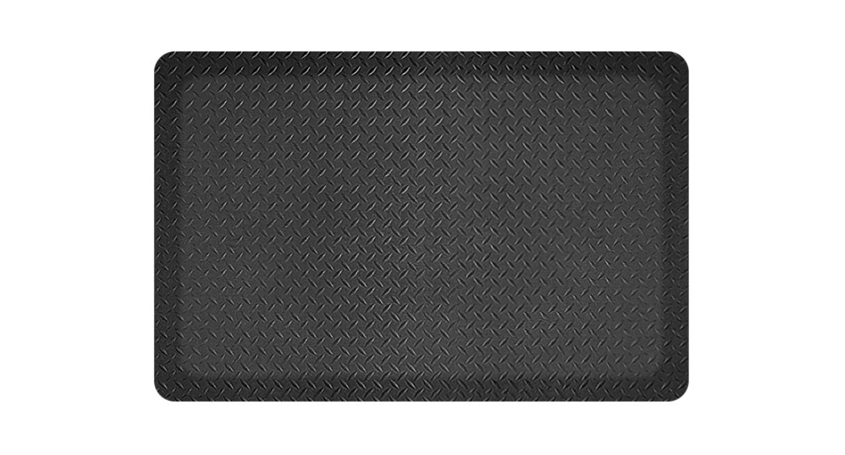 Wearwell UltraSoft Diamond-Plate SpongeCote Anti-fatigue Workstation mat-  Black w/ Yellow Borders