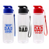 FD2627 Dad’s Drink Bottle
$2.50 plus GST
Grab and go is the way to go!  Simply refill and reuse...again and again!!  Dad will hit his water target in no time!  Pair with our Gym Bag for the perfect workout kit.  550mL capacity.  New design.
Product Info: a plastic drink bottle that is BPA free, with 550mL capacity.  Comes in 3 colours/designs: red: Coolest Dad Ever, blue: Best Dad Ever, black: World’s Greatest Dad.